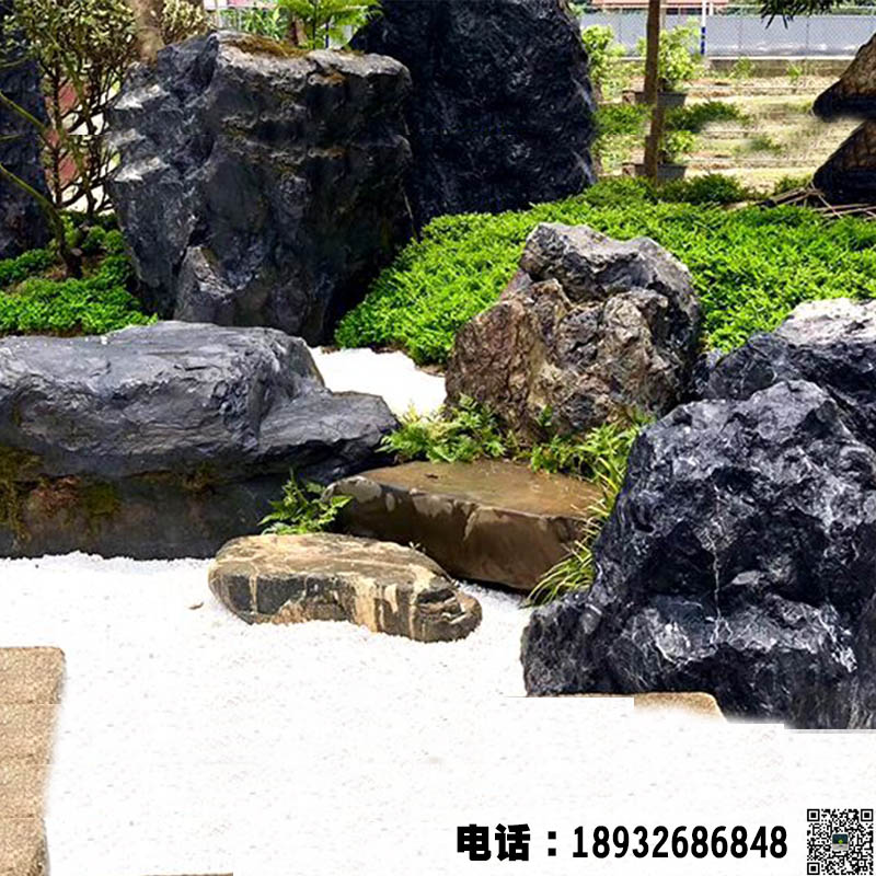 定制中国黑花岗岩造景石 别墅庭院枯山水景石